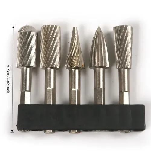 Steel Rotary File Head Carbide Grinding Bits Set 5pcs 1/4 Inch Shank 13mm  for Wood Metal Stone Resin Craft and Polishing