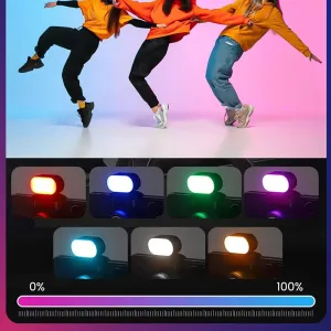 AOCHUAN Mini RGB Magnetic Filling Light 3-stop Brightness 7 Color Adjustment Gimbal LED Video Photography Light for Phone Selfie