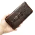 Ekphero Crocodile Print Men's Genuine Leather Wallet RFID Blocking Long Card Holder Purse Multi Card Slots Card Case Vintage Money Clip