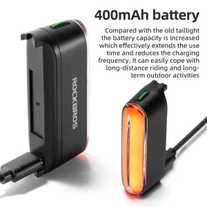 ROCKBROMagnetic Bicycle Taillight Smart Brake Light 7 Lighting Modes IPX6 Waterproof USB Rechargeable LEBicycle Rear Light for Night Riding