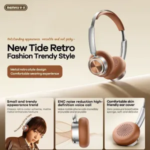REMAXS RB-830HB Retro bluetooth Headphones Long Battery Life Low Latency Comfortable On-Ear Design Music Headset