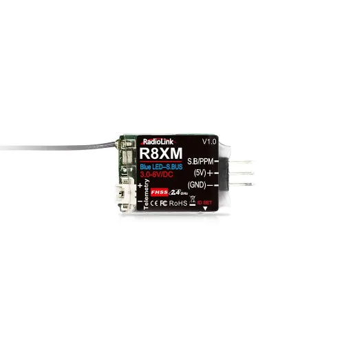 Radiolink R8XM 2.4GHz 8CH FHSS SBUS/PPM Mini Receiver Built-in Telemetry 4000M Control Distance for RC Airplane Car Boat