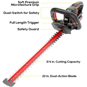 [USA Direct] ECOMAX ELG06 18V 22-Inch Cordless Hedge Trimmer Ideal for Pruning Branches in Your Backyard, Garden Hedge Trimmer with 2.0AH Battery & Charger