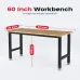 ENJOYWOOD 60 Inch Heavy Duty Workbench Workstation Work Table Rubberwood Top Workbench for Woodworking Shop Home Office Electronic Cutting Wood