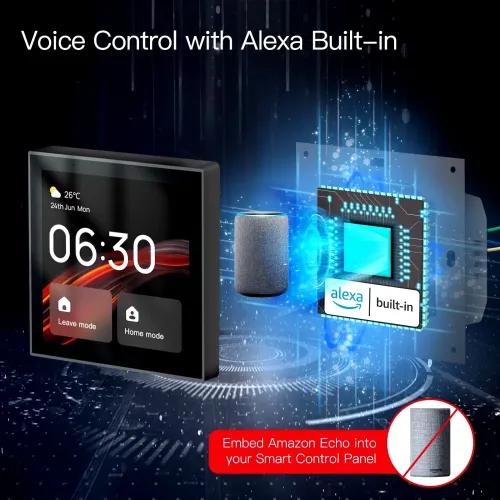 Tuya Wifi 4-inch Smart Touch Screen Center Control Panel Voice Control with Built-in Alexa ZigBe Gateway Built-in for Multiple Intelligent Scenes Linux System