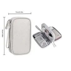 Travel Portable Digital Product Storage Bag USB Data Cable Organizer Earphone Charging Box Bag Double Layer Handheld Data Cable Storage Bag