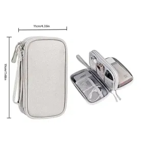 Travel Portable Digital Product Storage Bag USB Data Cable Organizer Earphone Charging Box Bag Double Layer Handheld Data Cable Storage Bag