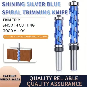 High-Grade Carbide Flush Trim Router Bit with 1/2" Round Shank Double Bearing Design for Woodworking Projects Ideal for Precision Trimming & Template Work