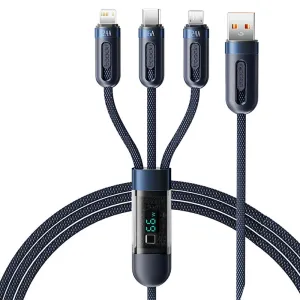 Toocki TQ-X62 6A 66W USB-A to Type-C/Micro/iP Cable Digital Display Fast Charging Data Transmission Thicken Copper Core Line 1.2M Long for iPhone 16 15 14 13 Pro for Huawei Mate XT for Xiaomi MIX Fold4 for Samsung Galaxy Z Fold6