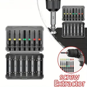 13PCS Multi-Functional Screw Extractor Set Double-Headed Wear-Resistant Chromium Vanadium Steel Rust-Proof for Stripped/Rusted Screw Removal Woodworking Specialty Tools No Electricity Required