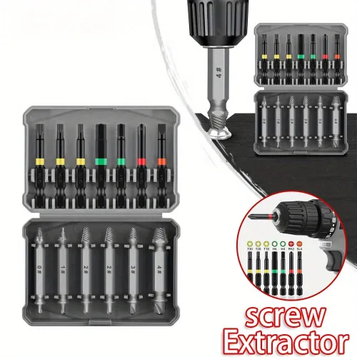 13PCS Multi-Functional Screw Extractor Set Double-Headed Wear-Resistant Chromium Vanadium Steel Rust-Proof for Stripped/Rusted Screw Removal Woodworking Specialty Tools No Electricity Required