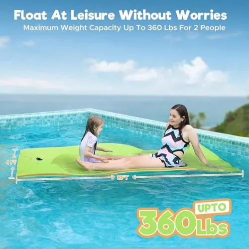 WARMOUNTFloating Water Pad for Single, 8 x 4 FTear-Resistant 3-Layer XPFoam Floating Mat Recreation Relaxing Lily Pad for Pool Lake River Ocean Boats Outdoor Water Activities