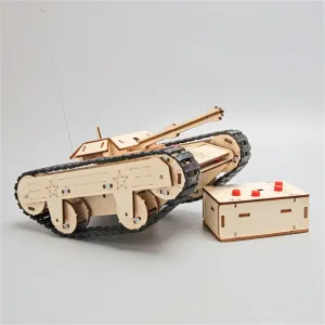 Wooden Remote Control Tank Model Assembly Kit DIY Children's Science Experiment Education Puzzle Toy Student Technology Small Production
