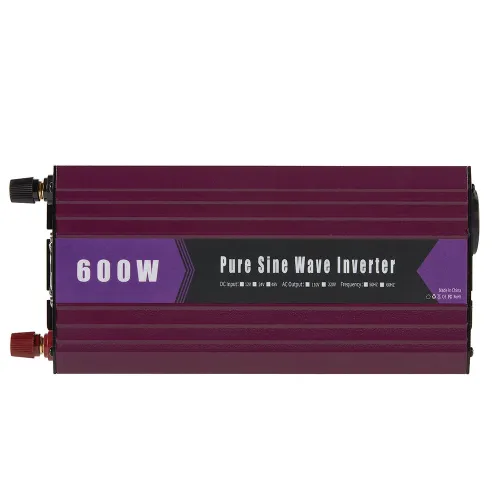 600W Pure Sine Wave Power Inverter DC 12V 24V to AC 220V with Overload Protection High Efficiency Low Power Consumption for Car Truck RV Solar System