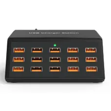 100W 15-Port USB Charger 15xUSB-A Fast Charging Desktop Charging Station EU Plug US Plug for Huawei Pura 70 Ultra for Xiaomi Civi 4Pro for Samsung Galaxy Z Fold6 for iPhone 15 14 13 12 Pro