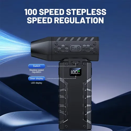 F9 Turbo Air Blower 80,000RPM Brushless Motor Rechargeable 6000mAh Battery Portable Mini Fan High-Speed Performance Compact Design CNC Blades Quiet Operation Long Battery Life