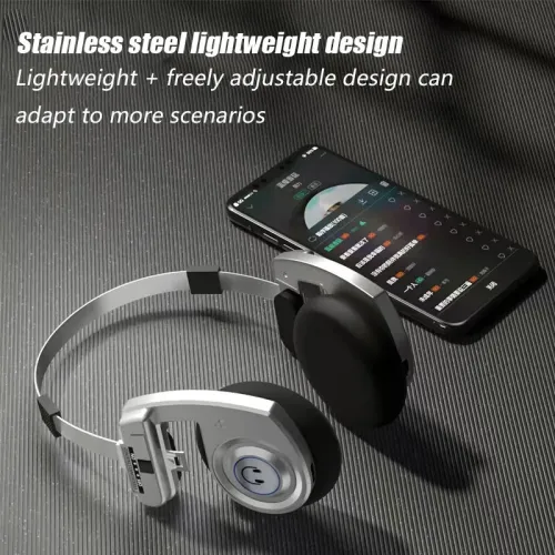 H1Pro TWS bluetooth Headset Retro Stainless Steel Headphone Dual 36mm Dynamic Coils Telescopic Design Sponge Earmuffs Foldable Over-head Headphones