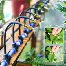 Professional Mist Rotating Nozzle Automatic Watering Kit 20m Universal Drip Irrigation Kit Adjustable 7.87" Brass Mist Nozzle Automatic Watering System for Balcony Greenhouse Gardening