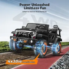 Funtok R0324V 7AH 2 Seater Ride on Truck Safety Electric Car for Kids 4*38W Motors with Parent Remote Control Spring Suspension Slow Start