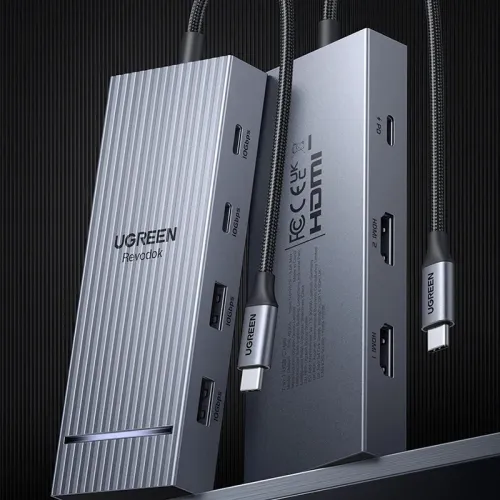 UGREEN CM8880 7-in-1 Type-C Docking Station with 4K60Hz 2HD / 10Gbps USB-A&C Ports PD100W USB HUB for PC Laptop Computer TV