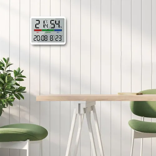 Electronic Multifunctional Magnetic Temperature Clock Wall Clock Digital Alarm Clock Large LCD Display Date Time Temperature and Humidity Display