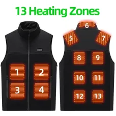 TENGOO HZ-13 13 Areas Heating Vest Zipper Adjustable Size 3-Gears Heated JacketsUSB Electric Thermal Clothing Winter Warm Vest Outdoor Heat Coat Clothing