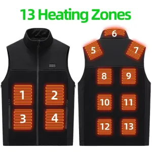 TENGOO HZ-13 13 Areas Heating Vest Zipper Adjustable Size 3-Gears Heated JacketsUSB Electric Thermal Clothing Winter Warm Vest Outdoor Heat Coat Clothing