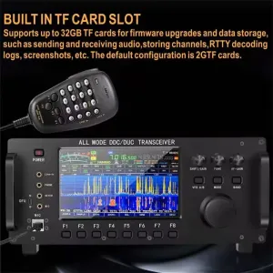 RS-998 HF Shortwave Transceiver 100W Full Frequency Spectrum Display Built-in Antenna Tuner Wide Frequency Range 0-750MHz Multi-Mode Operation