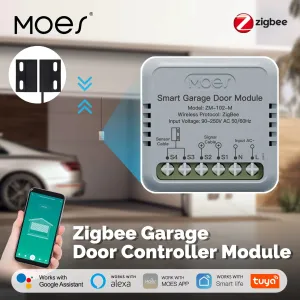 MOES Tuya Zigbe Garage Door Controller Module Smart Life App Remote Garage Door Opener Works with Alexa & Google Home