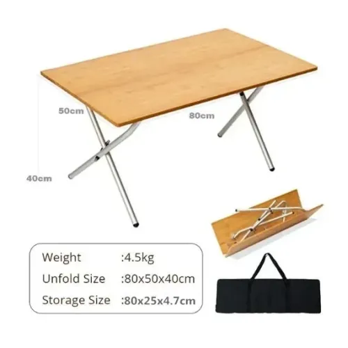 Outdoor Camping Bamboo Folding Table Portable Fast Storage Folding Desk Outdoor Dining Table Picnic BBQ Table