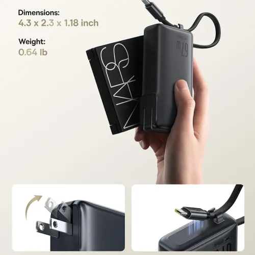 Baseus Nomos NT11 67W 36.5Wh 10000mAh Plug-in Power Bank with LED Display External Battery Power Supply with 2 Inputs & 3 Outputs Support QC3.0 PD3.0 PPS Fast Charging for iPhone 16 16 Pro 15 14 13 Pro Max for HUAWEI for SAMSUNG