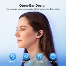 BlitzRock BR-CT3 Mini Open Ear Headphone bluetooth 5.4 Wireless Earphone Light Comfortable Ear Hooks Clear Call IPX7 Waterproof Sports Wireless Earbuds