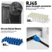 RJ45 Crimp Tool Kit Pass Through Crimper Cable Tester Wire Cutter Cat6 Connectors Strain Relief Boots Ethernet Network Installation Tools Multi-function Crimping Stripping Cutting
