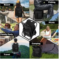 IPRee Outdoor Folding Camping Fishing Chair Stool Portable Backpack Cooler Insulated Picnic Bag Hiking Seat Table Bag Camping Fishing Gear