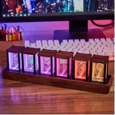 Nixie Tube Clock Vintage 16 Million RGB Electronic Table Clock Digital Led Desk Clock Home Decor Ornaments Gift Support Wifi Time Synchronization Mobile Phone Control