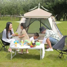 Xmund 3-4 Person Portable Fully Automatic Quick Opening Tent Outdoor Camping Thickening Foldable Tent Beach Park Folding Oxford Waterproof Tent