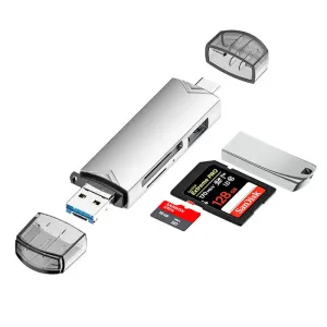 DM-HC61 6-in-1 OTG Type-C SD TF Card Reader USB 3.0 Micro USB Flash Drive Adapter 5Gbps High Speed Transmission Multifunctional Card Reader