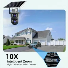 Guudgo V380 4MP 4K Dual Lens Solar Powered WiFi PTZ Security Camera Outdoor IP66 Waterproof Color Night Vision Motion Detect Two Way Audio CCTV Surveillance Cameras