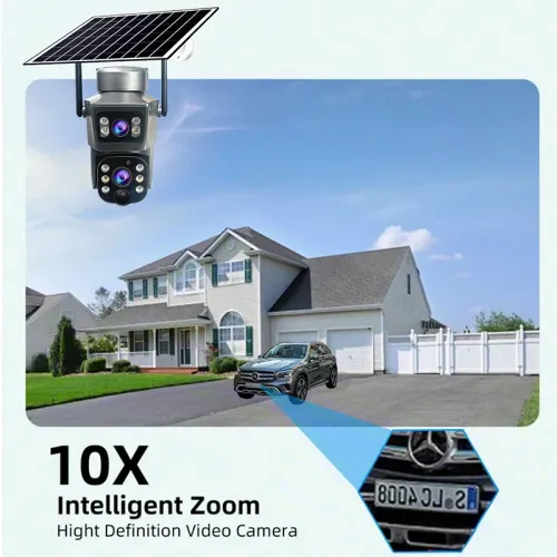 Guudgo V380 4MP 4K Dual Lens Solar Powered WiFi PTZ Security Camera Outdoor IP66 Waterproof Color Night Vision Motion Detect Two Way Audio CCTV Surveillance Cameras