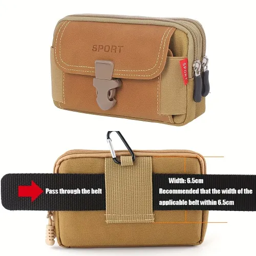 Outdoor 6.5'' Phone Canvas Men Waist Bag Large Capacity Small Portable Coin Key Storage Belt Pack for Travel Camping