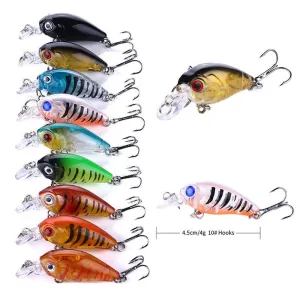ZANLUR15PC4.5cm 4g Luya Black Bass Fishing Lures 3Metal Eyes Steel Hook Wobbler Bait for Rock Fishing