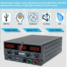 GVDA Stabilized Power Supply SPS Series Adjustable Voltage High Precision Output Digital Display Intelligent Heat Dissipation USB Port Suitable for Notebook Repair and Sensitive Electronics
