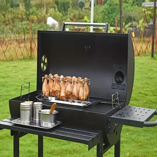 IPRee Outdoor Picnic Grill Set 14-Slot Chicken Leg Wing Rack - Stainless Steel Roaster Stand |for Smoker & Grill Collapsible Kitchen Accessories