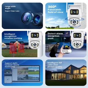 Y21 2MP+2MP Wireless Dual Lens Security Camera 360 Panoramic AI Tracking Color Night Vision Two-Way Audio Waterproof Motion Detection Real-Time Alerts Outdoor Surveillance Cameras
