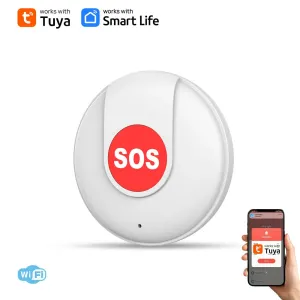 WL-90WT Tuya WiFi SOS Button One Key Emergency Wireless Security Alarm Panic Device for Elderly Kids Home Safety Tuya APP Remote