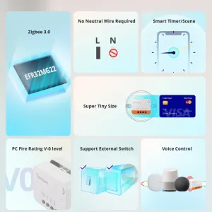 Sonoff ZBMINIL2 Smart Zigbe3.0 Switch No Neutral Required Intelligent Two-way Control Relay Module Timer Voice Control with Alexa Google Zigbe Hubs
