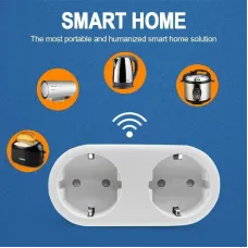 2 In 1 Tuya WIFI Smart Socket Dual Outlet EU Plug Voice Control Wireless Smart Socket APP Remote Control Work with Alexa Google Home