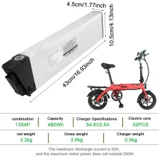 EU/USA Direct HANIWINNEHA177-06 48V 10Ah 480Wh Universal Folding Electric Bike Battery - Powered by High-Quality 18650 Lithium-ion Cells | 20A BM| Waterproof | XT60 Connector | Safety Lock | Fits 48V 250W-650W Motor SAMEBIKBEZIOPLENTY E-Bike