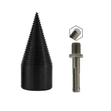 2PC Wood Splitter Firewood Drill-Bit Kindling Log Splitter Heavy Duty Electric Splitting Drills 42mm Screw Cracker Removable Cone Driver Hex Shank Square Round Handle