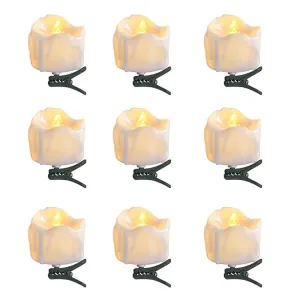 9Pcs LED Christmas Tree Decoration Candles Remote Control Candle Lights with Clips Flashing Christmas Home Decoration Candles 2 Button Remote Control